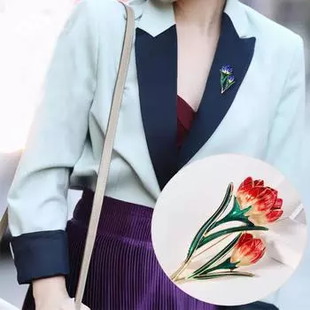 Этнический стиль сплав капающий цветок брошь красный простой цветок брошь мода креативная одежда аксессуары красный