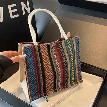 Этнический стиль сумка-тоут женская новая модная женская сумка Ins Niche Design вязаная женская сумка