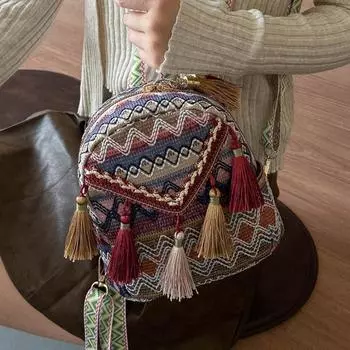Этнический стиль сумка женская легкий женский рюкзак бахрома сумка-мессенджер для путешествий модный универсальный маленький рюкзак оранжевый