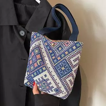 Этнический стиль сумочка женская мода ретро ручная сумка-ведро холщовая сумка для выхода универсальная ручная сумка для мелочи красный