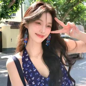 Этнический стиль супер фея перья серьги богемный праздничный ветер ушной крючок премиум новые китайские бисерные серьги женские