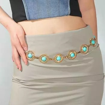 Этнический стиль, западный стиль, цепочка на талию, регулируемая, женская бижутерия для тела для леди золотой