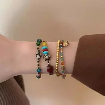 Этнический Тибетский стиль благоприятный браслет со слоном женский ретро плетеный браслет из натурального камня ниша высокого класса персонализированный браслет 18.2cm синий