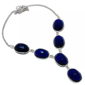 Этническое ожерелье из стерлингового серебра 925 пробы с топазом London Blue Topaz 18 дюймов u7i15