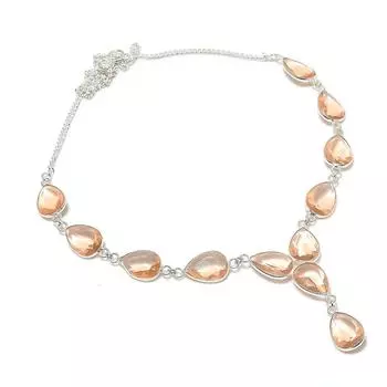 Этническое ожерелье из стерлингового серебра 925 пробы с морганитом 18 дюймов p8v01