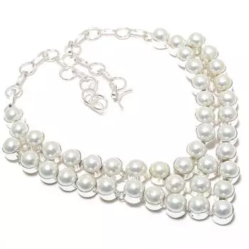 Этническое ожерелье из стерлингового серебра 925 пробы с жемчугом 18 дюймов m5z46