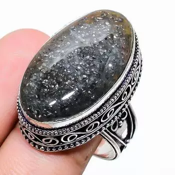 Этническое ювелирное кольцо ручной работы с золотым пиритом, размер 8,5SR-1267