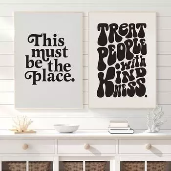 Это должно быть то самое место, вдохновляющие цитаты, настенное искусство, холст, картина, черно-белый настенный плакат для гостиной, минималистский домашний декор 21x30cm No Framed