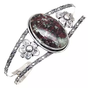 Эвдиалит Яшма Драгоценный Камень Ручной Работы Серебряные Ювелирные Изделия Браслеты-Манжеты 7 Регулируемые