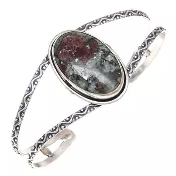 Эвдиалит Яшма Драгоценный Камень Ручной Работы Серебряные Ювелирные Изделия Браслеты-Манжеты 7 Регулируемые