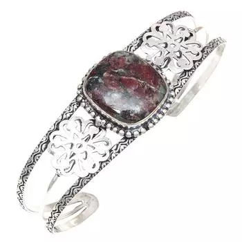 Эвдиалит Яшма Драгоценный Камень Ручной Работы Серебряные Ювелирные Изделия Браслеты-Манжеты 7 Регулируемые