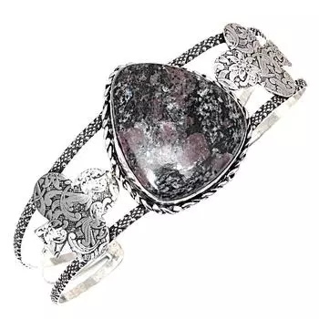 Эвдиалит Яшма Драгоценный Камень Ручной Работы Серебряные Ювелирные Изделия Браслеты-Манжеты 7 Регулируемые