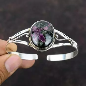 Эвдиалитовый браслет, ювелирные изделия из драгоценных камней, ювелирные изделия ручной работы, браслет-манжета из стерлингового серебра 925 пробы, регулируемый браслет, стильный ювелирный подарок для мамы Adjustable