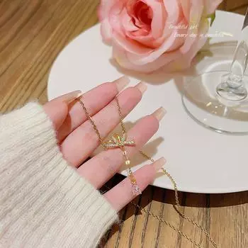 Jewelry advanced exquisite butterfly necklace female niche design new sweater chain temperament long clavicle chain accessories золотой