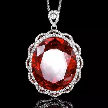 Jewelry Bird S Nest Cut White Plated Orchid Egg-Shaped Pendant Necklace Main Stone 25 * 30