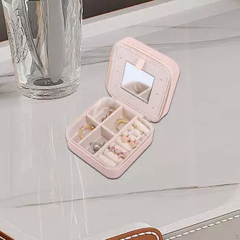 Шкатулка для украшений, органайзер для сережек, подарочный контейнер, чехол для кольца, браслета, подвески розовый