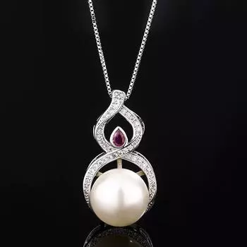 Jewelry Copper Bottom Gold-Plated Inlay Simulation Corundum Version Creative Gourd Pearl Pendant Necklace 14Mm