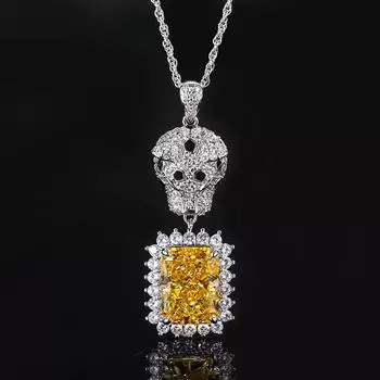 Jewelry Copper Bottom Gold-Plated Simulation High Carbon Diamond Full Diamond Luxury Inlaid Leopard Temperament Pendant 12 * 16