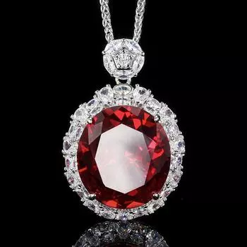 Jewelry Copper Bottom Gold-Plated Simulation Red Corundum Retro Pendant 18 * 20