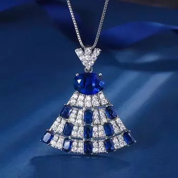 Jewelry Copper Bottom Gold-Plated Temperament Women S Pendant Simulation Colored Treasure Skirt Full Of Diamonds Inlaid With Main Stone 10 * 14