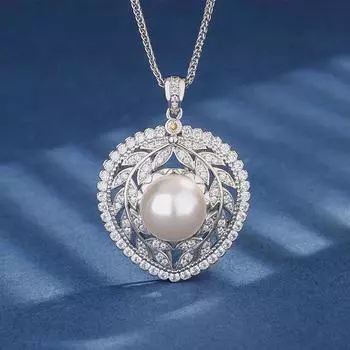 Jewelry Copper Bottom Plating Design Pearl Luxury Retro Hollow Pendant Necklace 16Mm