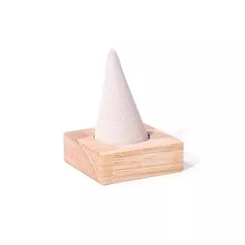 Jewelry Display Flannelette Rings Display Stand Multiple Size Wooden Rings Organizer Crafts DIY Beige-1 Cone