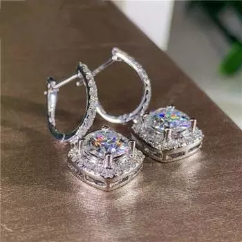 Jewelry Ear Clip Women A Pair Plated Drop Earring Cubic Zircon Earring 2.5cm