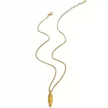 Jewelry Fish Pendant Necklace Stainless Steel Ocean Style Beach Chain Choker Vacation Style A