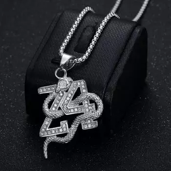 Jewelry Gold Plated and Diamond Inlaid 24 Digital Mamba Snake Pendant Necklace 60cm