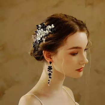 Ювелирные изделия ручной работы свадебный гребень в стиле ретро свадебное платье аксессуары для волос универсальный Хэллоуин черный гребень для волос для женщин