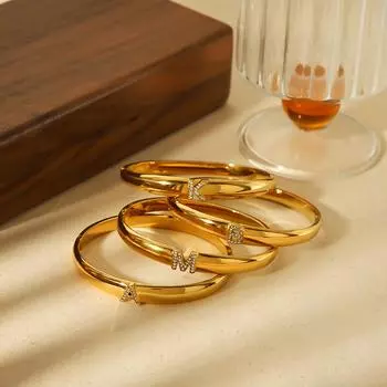 Jewelry high-end niche diamond-encrusted English letter stainless steel bracelet girls 18k gold-plated non-fading jewelry