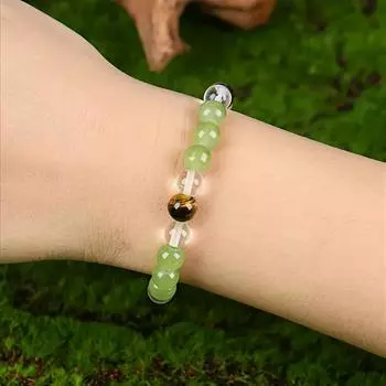 Jewelry Infused Inspired Tiger s Eye Stone Faux Crystal With Prosperity Energy Crystal Beads Crystal Bracelet Solid Color 8mm Brings Serenity Luck зелёный