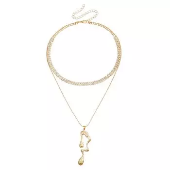 Jewelry Liquid Fluid Heterosexual Pendant Diamond Crystal Clavicle Chain Light Luxury Elegant Double Necklace Women