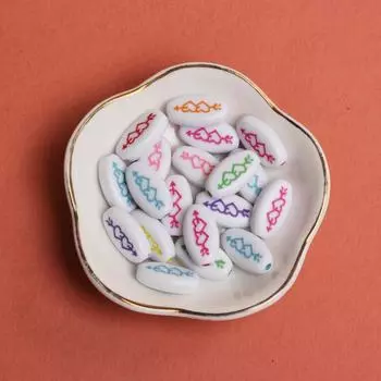 Jewelry Making Fashion Bracelet DIY Loose Beads 17.5*9.5mm Acrylic Ellipse Keychain Beading Accessories Handwork Necklace 10Pcs beads