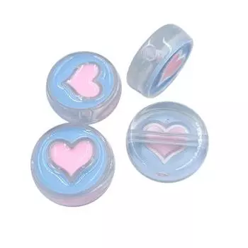 Jewelry Making Heart Strawberry Wholesale Necklace Bracelet Pendant DIY For Loose Beads 4Pcs beads 24mm Round Heart синий