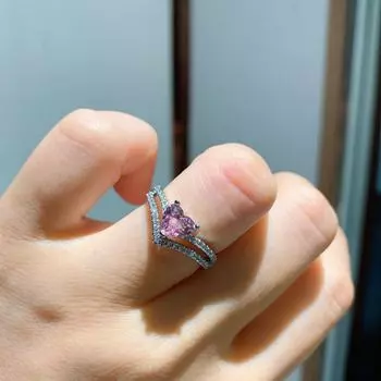 Jewelry micro-setting simulation pink diamond yellow diamond ring women s light luxury fashion simulation gemstone ring