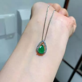 Jewelry Necklace Color Treasure Seiko Simulation Emerald Pendant Temperament Clavicle Chain Jewelry