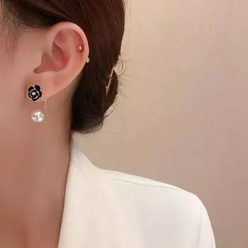 Jewelry Pearl Pendant Flower Stud Earrings Women Jewelry Korean Fashion Earrings Camellia Earrings белый