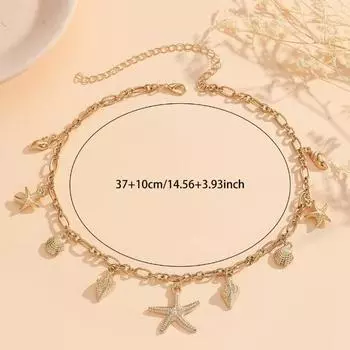 Jewelry Personalized Beach Scallop Starfish Necklace Women s Simple Metal Chain Conch Versatile Clavicle Chain 1pcs