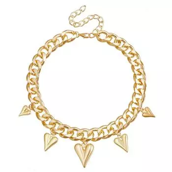 Jewelry Retro Style Multi-Love Neck Chain Collarbone Chain Exquisite Exaggerated Thick Chain Necklace Female золотой