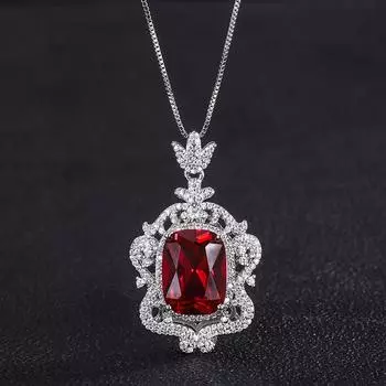 Jewelry Retro Style Simulation Color Treasure Full Diamond Luxury Inlaid Creative Pendant Necklace Main Stone 12 * 16