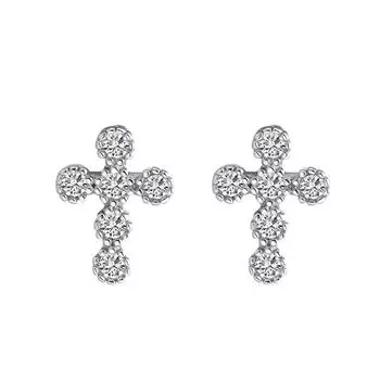 Jewelry S925 Sterling Silver Earrings Cross Earrings 4A Zircon Earrings