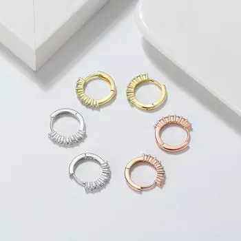 Jewelry S925 Sterling Silver Earrings Gold Earrings Smooth Earrings Zircon Jewelry 925