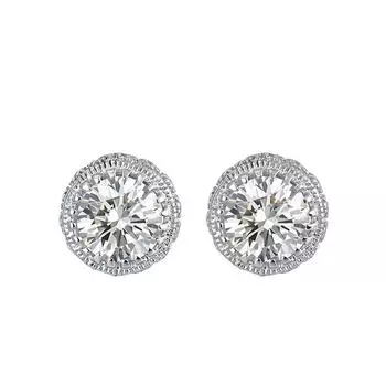 Jewelry S925 Sterling Silver Earrings Round Lady Earrings Zircon Earrings 925