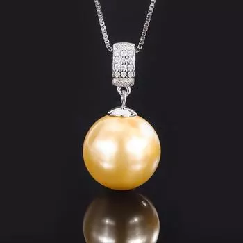 Jewelry Silver Inlaid Austrian Fritillary Retro Women S Pearl Pendant Necklace Birthday Gift 16Mm