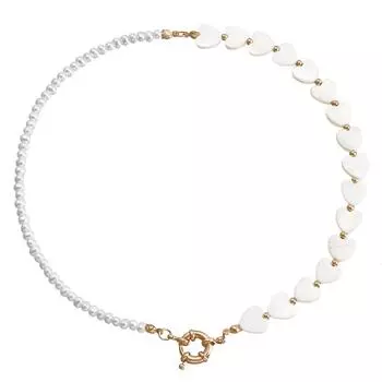 Jewelry Simple Single-Layer Shell Love Splicing Neck Chain Necklace Jewelry Women S Imitation Pearl Beaded Necklace