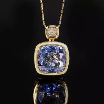 Jewelry Simulation Red Corundum Gold Retro Exquisite Pendant Necklace Main Stone 16 * 16