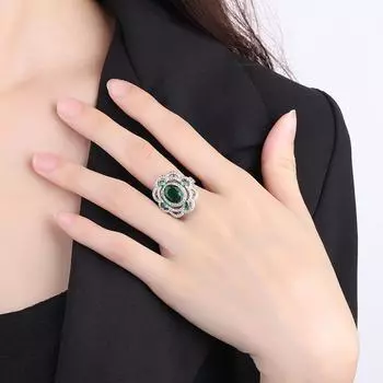Jewelry Simulation Ruby Ring Female Simulation Tourmaline Emerald Ring