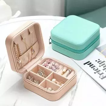 Jewelry Storage Box Portable Mini Travel Storage Box Jewelry Box Leather Storage Earrings Necklaces Rings чёрный