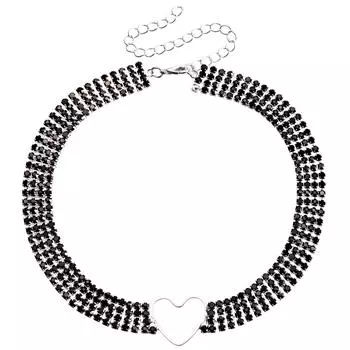 Jewelry Temperament Full Diamond Multi-Layer Neck Chain Hollow Love Necklace Black Claw Diamond Chain Trend Item Jewelry